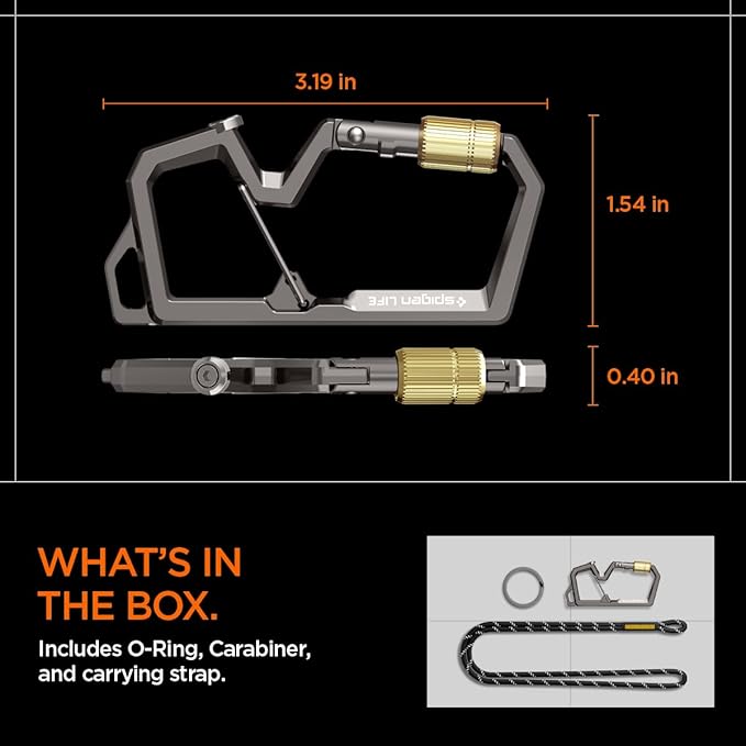 Spigen Life Carabiner Key Ring Clip, Car Keychain Clip, Bottle Opener Key Chain Ring for Men and Women