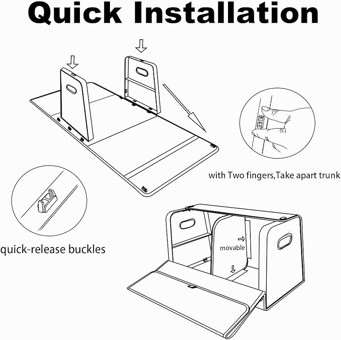 GMQ Trunk Organizers for Car,Car Organizers and Storage for SUV,Magnetic Lid with Collapsible Storage, Large Capacity for SUV, Truck, MPV (XXL-29.5×13×12.5 IN)