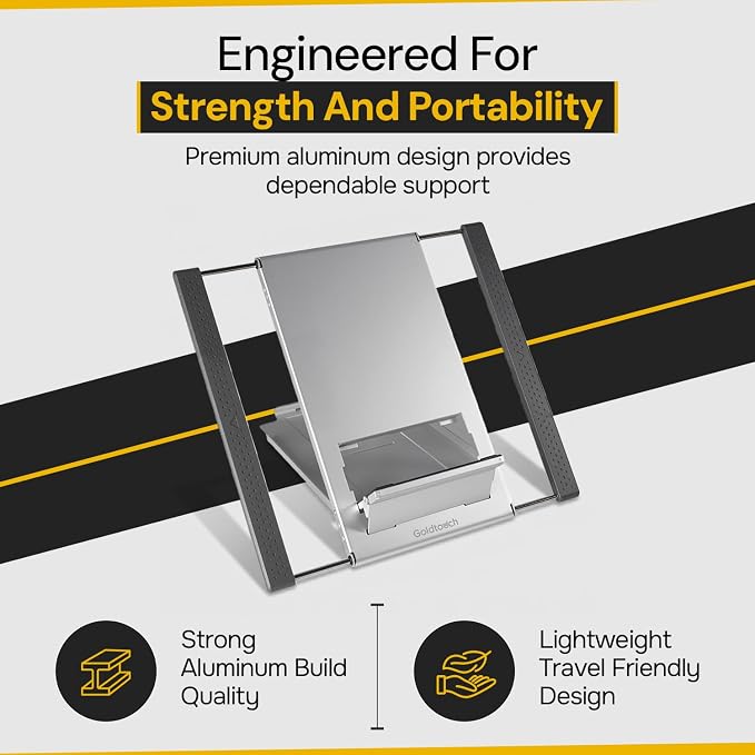 Goldtouch KOV-GTLS-0055 Go! Travel Laptop and Tablet Stand (Aluminum),Black