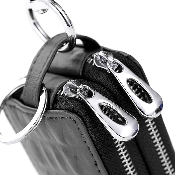 BAKUN Two-Sides Mini Leather Car Key Case, Key Holder Key Organizer Wallet