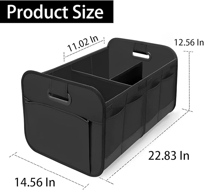 AICEL Car Trunk Organizer, Collapsible Waterproof Premium Oxford Cargo Storage, Multi-Compartment Foldable Trunk Groceries Organizer, Auto Accessories Universal for SUV Truck Sedan