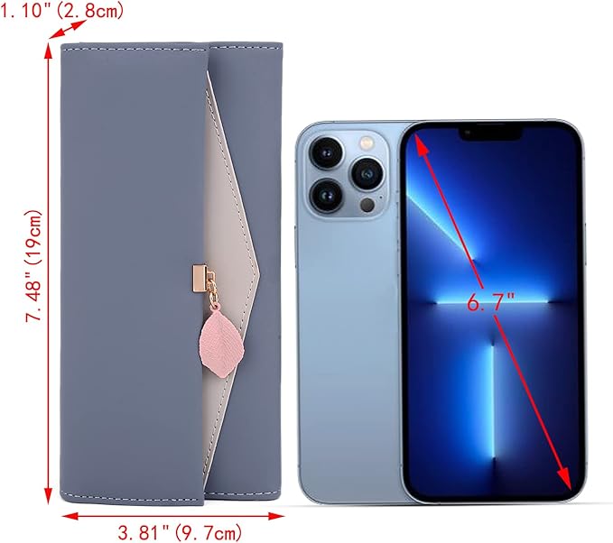 UTO RFID Wallet for Women PU Leather Leaf Pendant Card Holder Phone Checkbook Organizer Zipper Coin Purse | Leaf Pendant, Card Holder, Phone, Checkbook, Organizer, Zipper