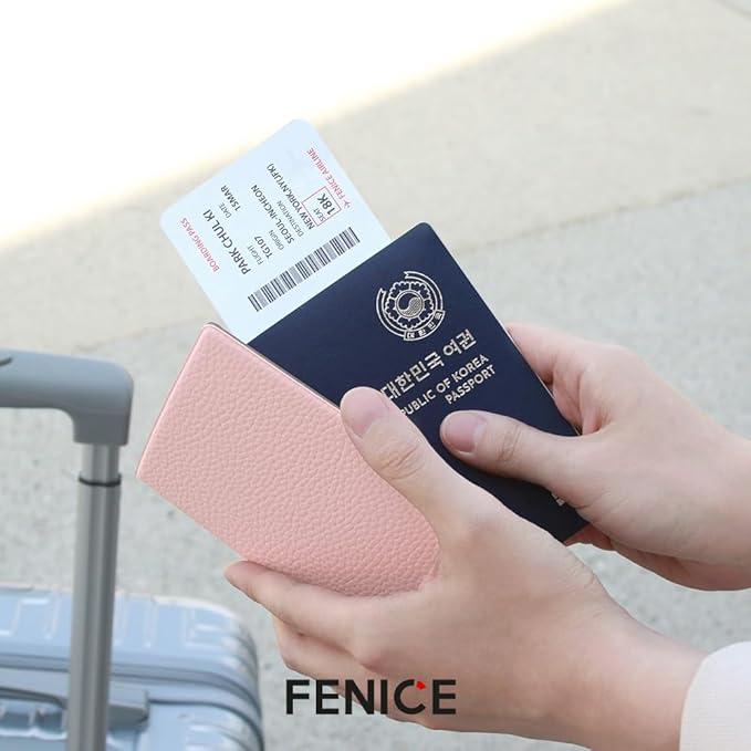 Fenice Classic Passport Cover Holder Wallet Case for Travel Essential RFID Blocking Vegan Leather Waterproof (IVORY)