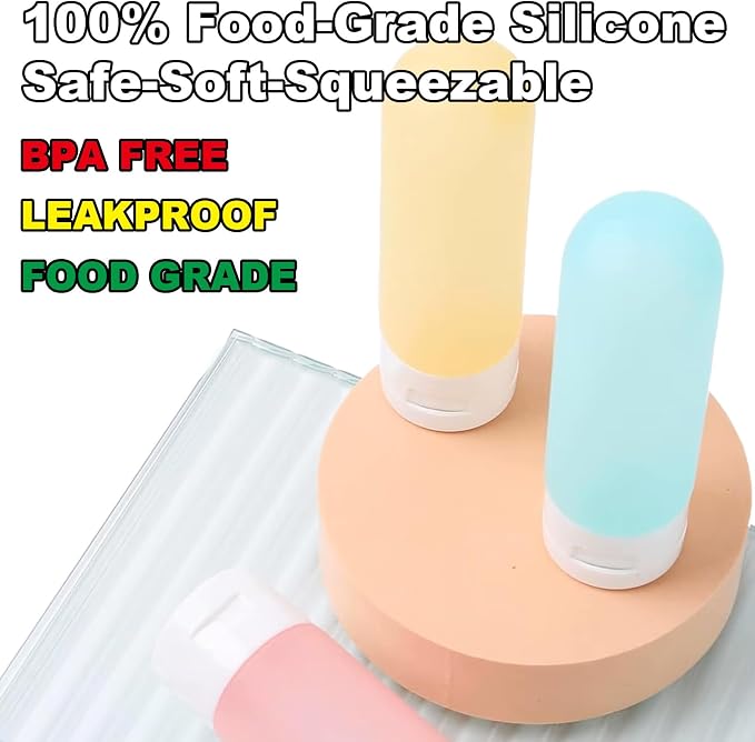 Travel Bottles for Toiletries【Original Patented】, Leak Proof Travel Size Containers, Silicone Shampoo and Conditioner Bottles, 4 Pack Travel Size Bottles