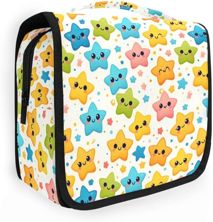 senya Hanging Travel Toiletry Bag Cute Kit Makeup Case Cosmetics Organizer for Men Women (Cute Star)