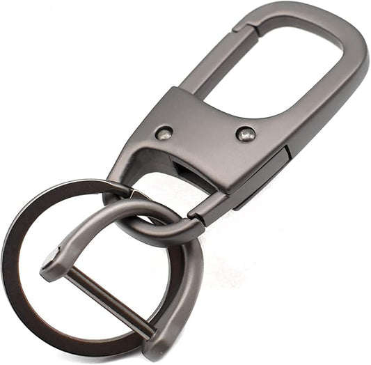 MECHCOS Metal Keychain Car Fob Key Chain Holder Clip with Detachable Valet Key Ring & Anti-Lost D-Ring for Men and Women - Gunmetal