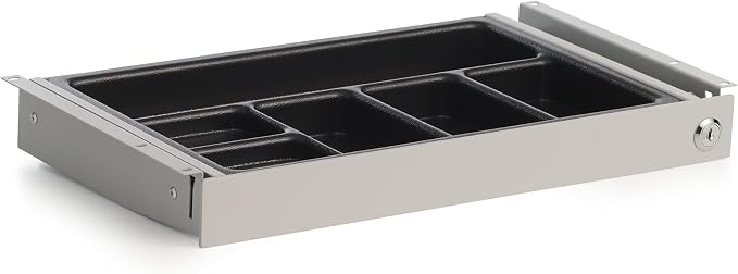 PERFECT POSTURE Max Under Desk Storage Drawer – Large Desk Drawer with Lock for Regular & Sit-Stand Standing Desks, Gray (16.2” x 9.3")