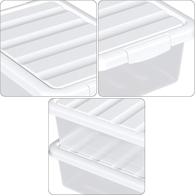 14 Quart Stackable Plastic Storage Bins with Lids, Container to Organize Shoes and Crafts on Closet Shelves, Garage, Totes, Tubs Boxes Organizing 2 Pack