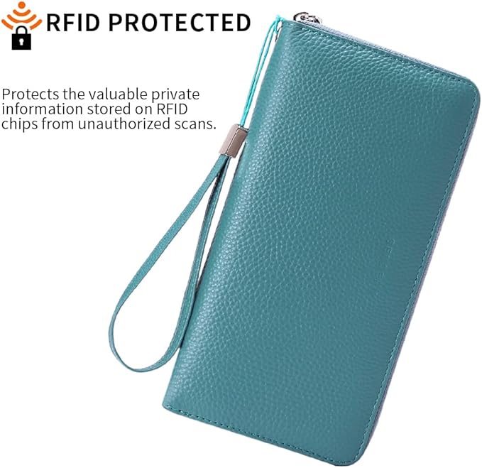 SENDEFN Leather Women's Wallets RFID Blocking Zip Around Large Capacity Long Credit Card Holder Wallet