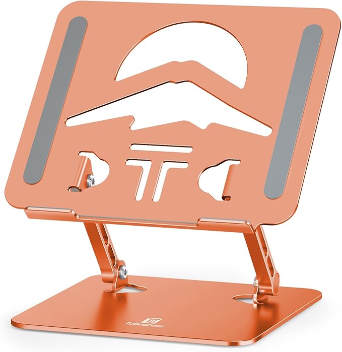 Laptop Stand, Ergonomic Adjustable Computer Stand for Collaborative Work, Foldable and Portable Heat Sink Computer Stands, Fits up to 15.6-inch Laptops (Orange)