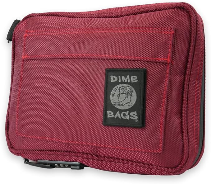 DIME BAGS Lockable Odor Sealing Padded Pouch, 3-Digit Combo Lock & Hidden Storage Pocket, Carbon Lined Scent Protection Boss