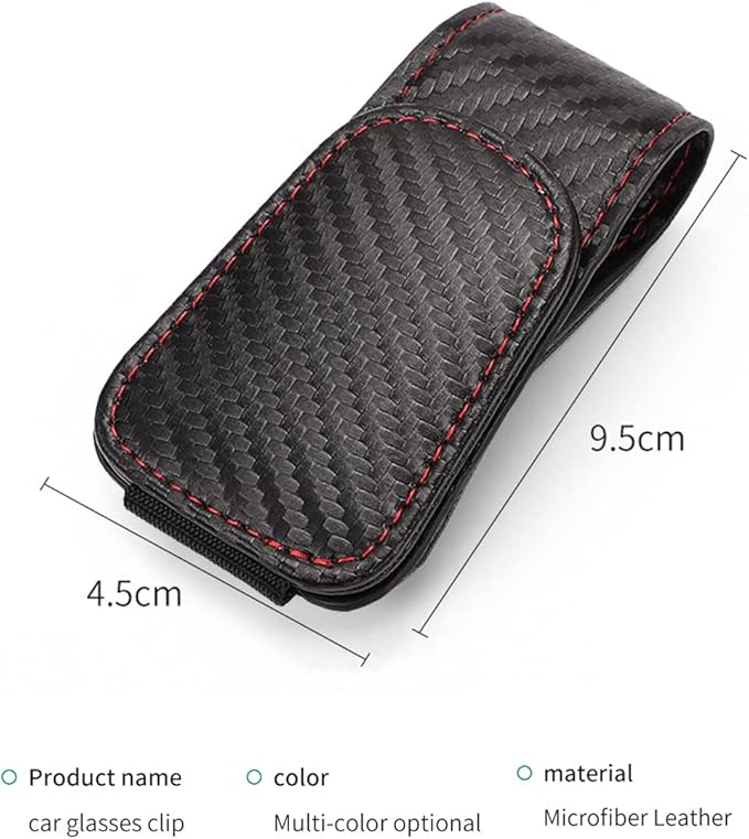 CHOSMOYI Magnetic Leather Sunglass Holder for Car, Sunglasses Clip for Car Visor, Auto Interior Accessories Universal for Different Size Eyeglasses (Carbon Fiber)