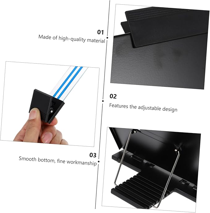 NUOBESTY Adjustable Desktop Book Stand Multi-Angle Reading Rack for Music Scores and Books Black Metal Holder Suitable for Home and Office Use