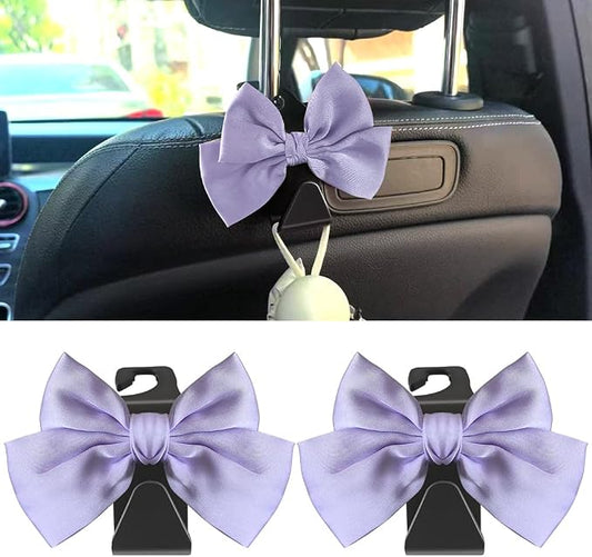 2 Pack Car Seat Headrest Hook, Auto Seat Hook Hangers Storage Organizer Interior Accessories for Handbag Clothes Coats Grocery Bags (Light purple)