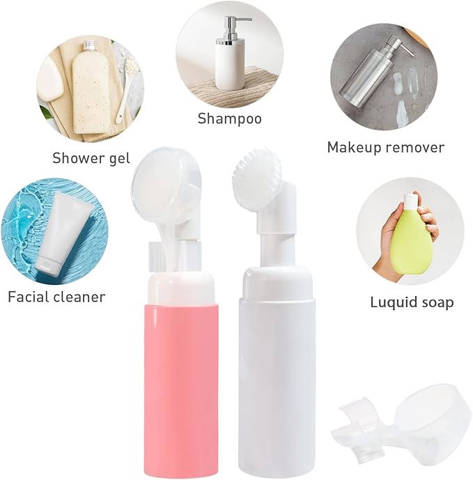 HEYMKGO 5 Pack Travel Bottles Set - 3 Leak Proof Silicone Squeezable Containers for Toiletries,2 Pump Bottles, Conditioner, Shampoo, Face & Body Wash Accessories