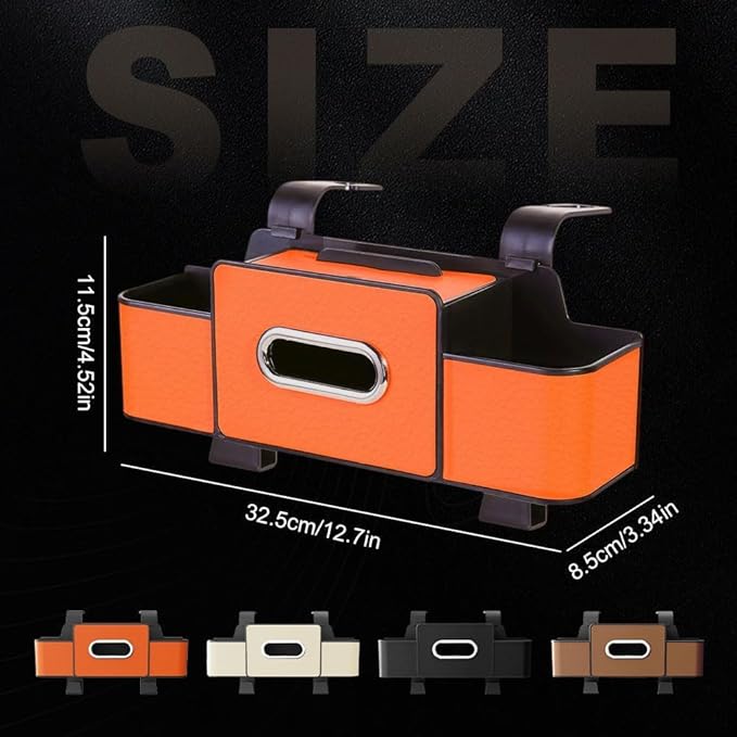 3-in-1 Backseat Car Organizer with Dual Cup Holders,Tissue Box & Phone Holder, 2026 Upgraded Car Seat Back Storage Box,Multifunctional Waterproof Storage for Daily Driving & Travel,Orange