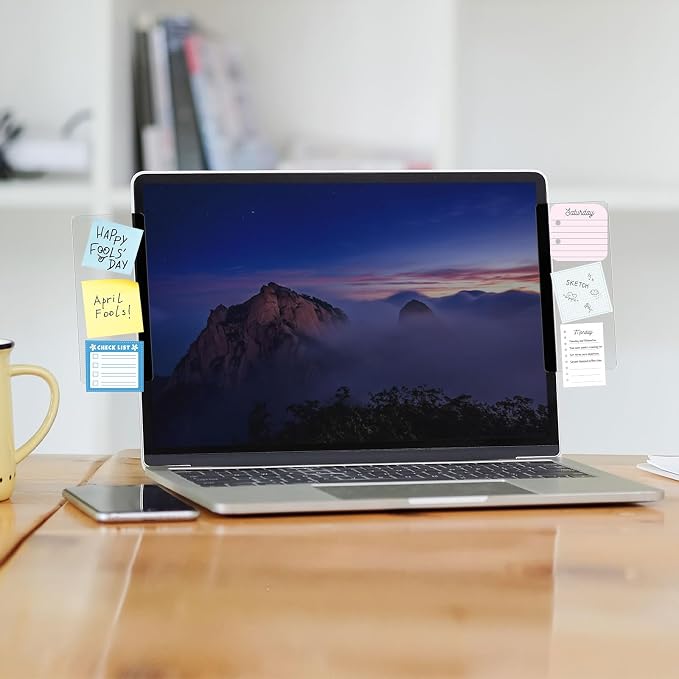 DOLLAR BOSS 2 Pcs 5.5" x 3.1" Transparent Acrylic Monitor Memo Board | Office Desk Accessories, Computer Screen Side Note Holder, Clear Message Board, For Sticky Notes Memos, Fits PC & Laptop