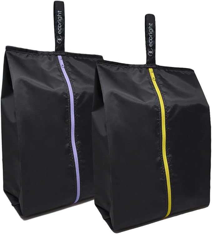 Ecoright Shoe Bags for Travel, Set of 2, 100% Recycled Water-Resistant Zipper Pouch Bags, Shoe Bags for Storage, Travel Essentials for Men & Women