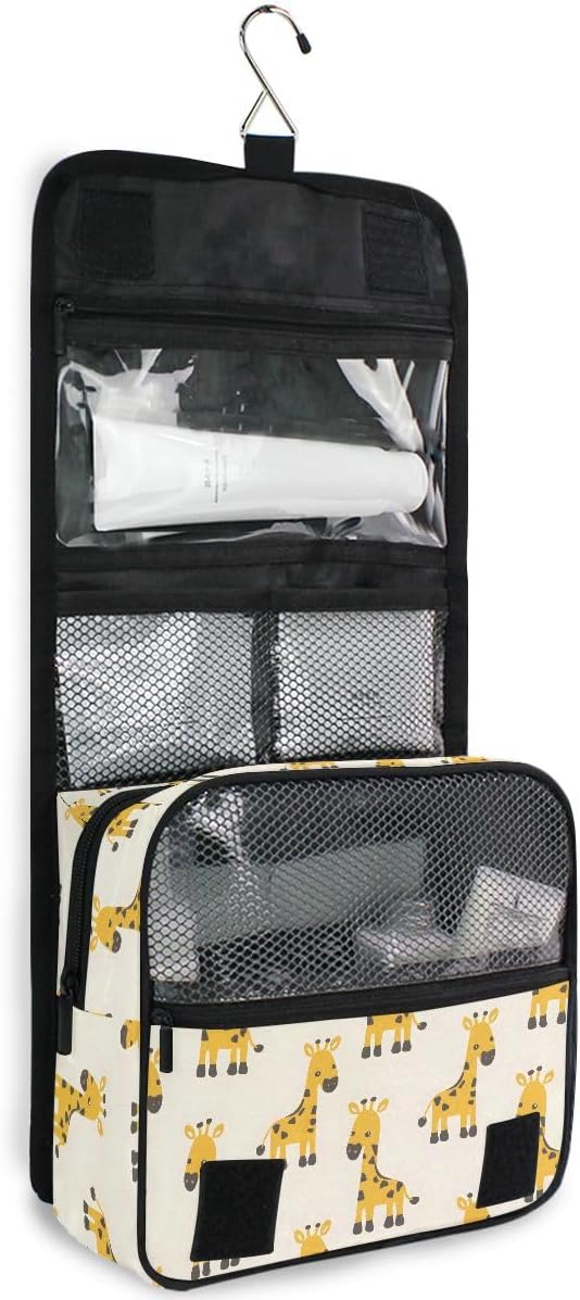 senya Hanging Travel Toiletry Bag Cute Kit Makeup Case Cosmetics Organizer for Men Women (Little Giraffe)