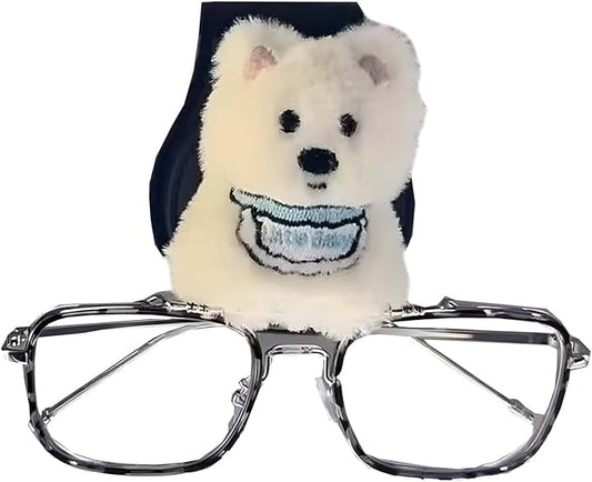 Tizee Magnetic Leather Sunglasses Holder for Car Visor - Cute Puppy Design,Eyeglass Clips Organizer Car Accessories for Women and Girls