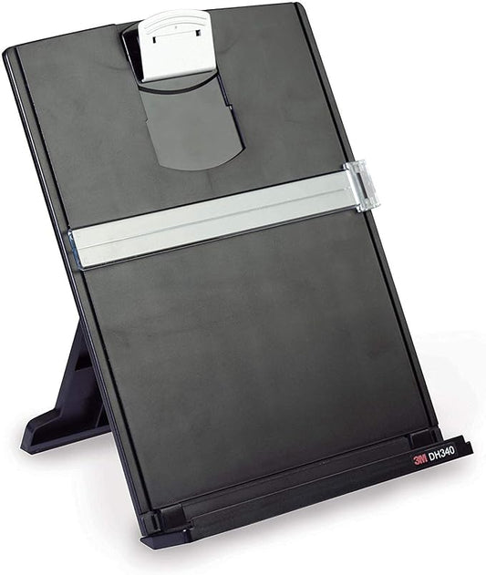 3M Desktop Document Holder with Adjustable Clip, Holds Letter, Legal and A4 Documents, Bottom Ledge Has Lip to Keep up to 150 Sheets Securely in Place, Folds Flat for Storage, Black (DH340MB) (6)