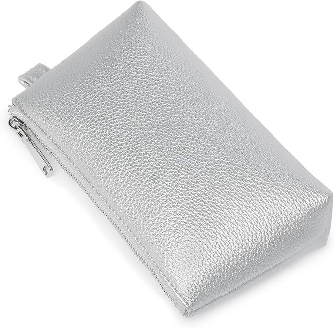 PU Leather Makeup Simple and Convenient Handbag Small Exquisite Storage Bag (PU/Pearl Silver)