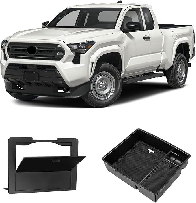YOJOJOCO 2PCS Center Console Organizer Compatible with Toyota Tacoma 2024 2025 2026 Accessories Armrest Hidden Secondary Storage Box Handrail Platform Storage