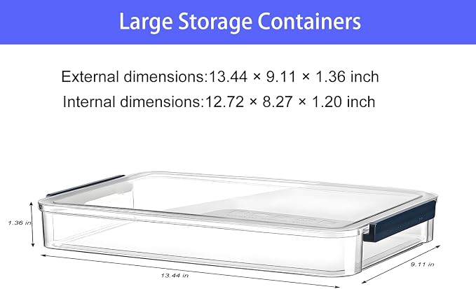 2 Pcs Plastic Portable Project Case, Clear Stackable Storage Boxes Organizer for A4 Files, Scrapbooks, Art Supplies (‎Blue Latch, Small)