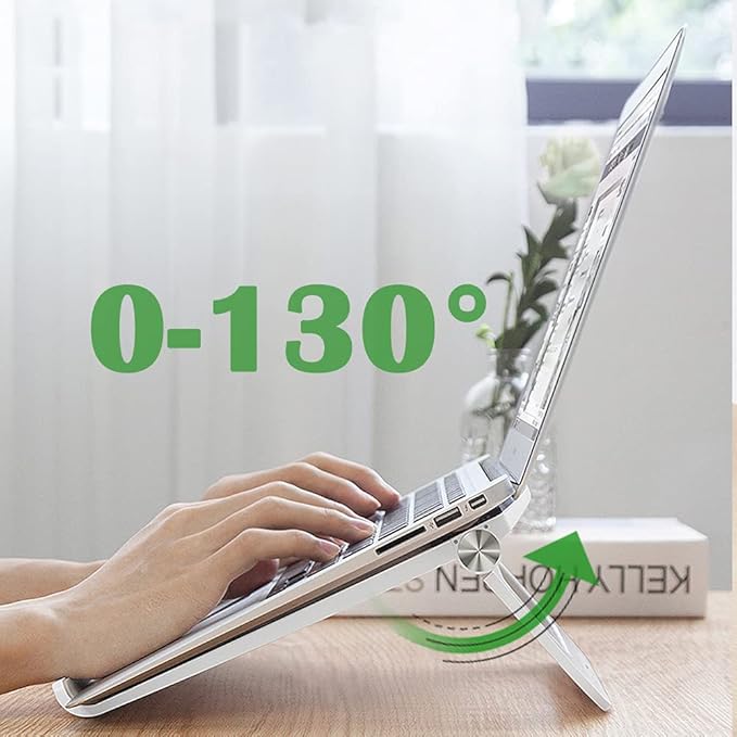 Laptop Stand for Desk Stable Foldable Adjustable Multi-Angle Computer Desktop Holder Ventilated Lapdesks Riser for Mackbook, Lenovo, Dell, iPad, HP - Within 17' (White)