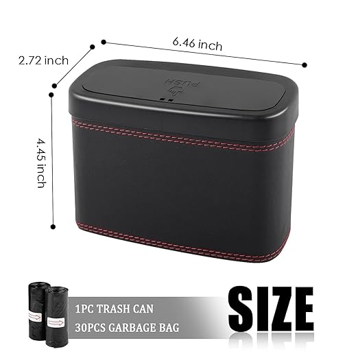 Car Trash Can with Lid,Press-Top Car Trash Bin with 30PCS Cars Trashs Bags,Multi-Function & Small Cars Garbage Can with Suspension Design for Storaging Garbage Fits 4.7 Gal