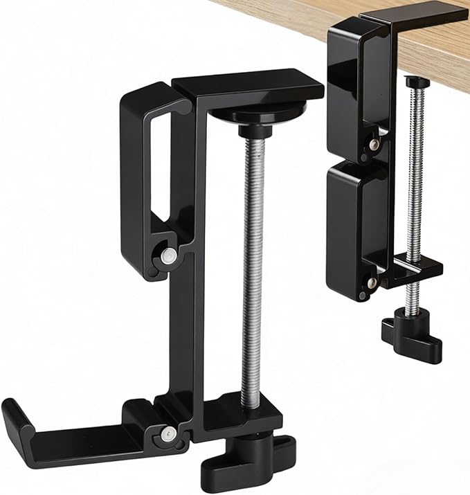 JAKO New Foldable Headphone Stand for Desk, Aluminum Alloy Headphone Holder - Headset Stand Hook Space Save Mount, Universal Fit PC Gaming Headsets Holder Under Desk Clamp for Office, Computer Table