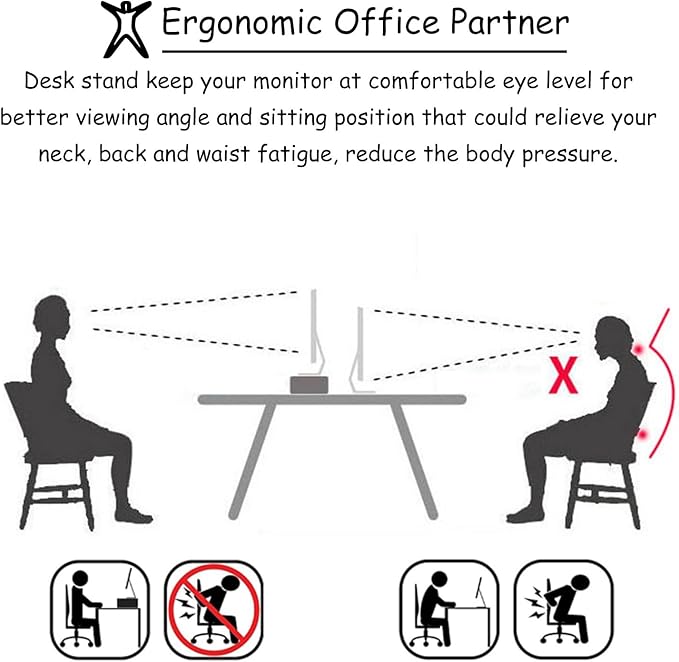ROYUMI Corner Monitor Stand - Clear Acrylic Leg & Wood Screen Stand, L-Shape Desk Triangle Riser for Monitor/Laptop/Computer, Organizer With Drawer (Brown)