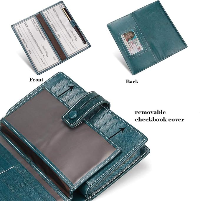 FT FUNTOR Women's Big Fat RFID Blocking Wallet Leather Zip Around Clutch Large Phone Organizer Wristlet