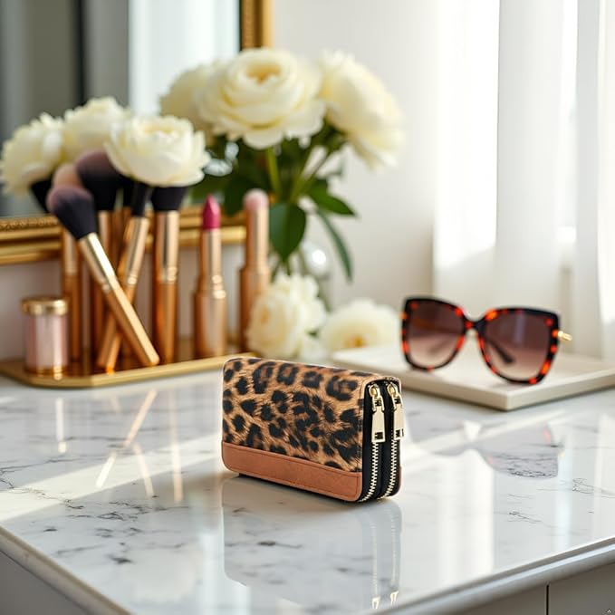 Leopard Animal Print Wallets for Women Large Capacity Cheetah Purse Ladies Credit Card Holder Money Organizers
