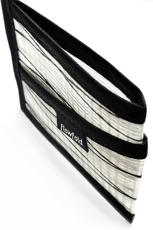 Flowfold Recycled Sailcloth Wallets - 3 Pocket Card Holder Wallet, Front Pocket Wallet, Slim Card Holder Wallet Made in USA (White Sailcloth)