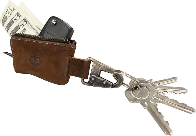 Hide & Drink, Rustic Leather Car Key Holder, Headphone & Charging Cables, Memory Cards, Flash Drives, Lighters, Cash Zipper Case with Clasp, Handmade :: Swayze Suede