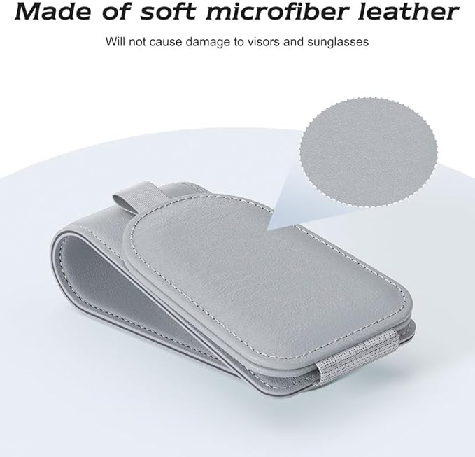 Sotfamily Sunglass Holder for Car Visor, Suede Cloth Magnetic Sunglass Organizer for Car Accessories, 2 Packs, Light Gray