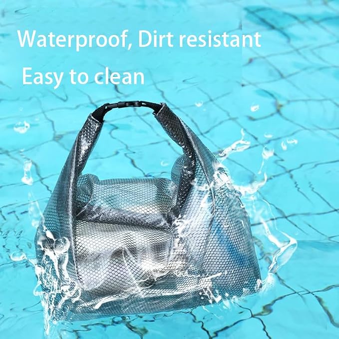 Waterproof Mesh Cosmetic Bag for Travel, Gym, Bathroom, Quick-Dry Toiletry Organizer with Handle Portable Makeup Pouch Grey