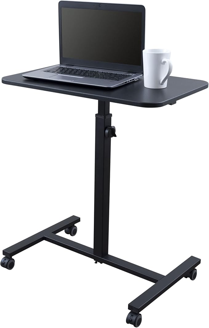 Stand Up Desk Store Height Adjustable Single Column Rolling Standing Desk Laptop Stand - Black