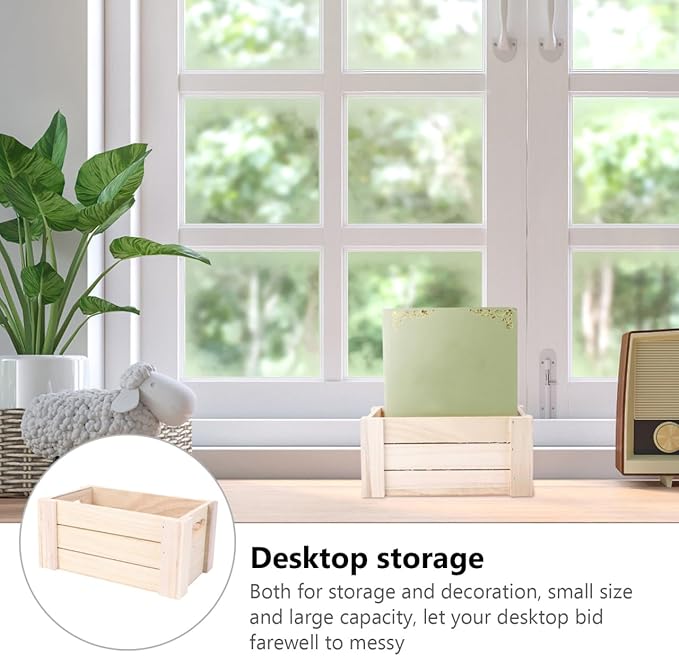 1Pc Creative Wooden Desktop Storage Box Medium Desk Organizer for Home Decoration and Office Supplies Stylish Storage Solution for Organizing Essentials