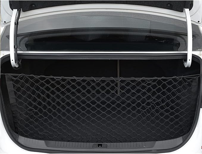 Hanemia Car Rear Cargo Net, Adjustable Elastic Storage Organizer Net, Trunk Cargo Storage Net, Universal Fit for Car, Vehicle, SUV (35.4" x 11.8")