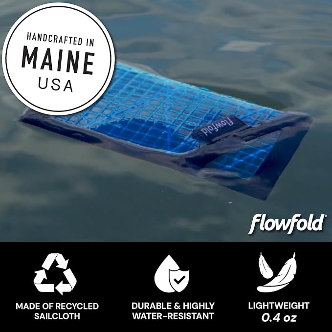 Flowfold Recycled Sailcloth Minimalist Card Holder Wallet | Slim and Durable with Cash pocket and Credit Card Slot | Minimalist Wallet Made in USA Holds 6-8 Cards