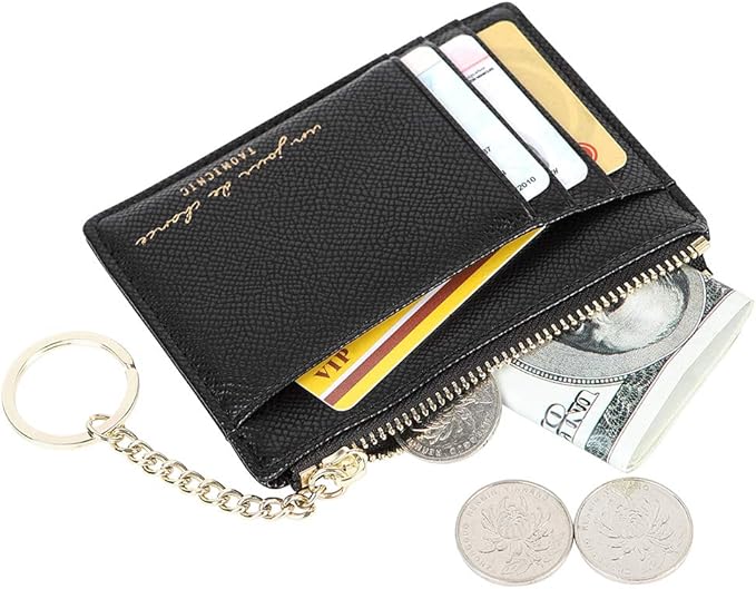 Women's 8 Cards Slim Minimalist Card Holder Coin Changes Purse Keychain Front Pocket Wallet | 8 Cards, Slim, Minimalist, Coin Changes, Purse, Keychain