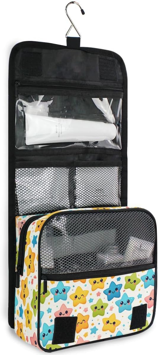 senya Hanging Travel Toiletry Bag Cute Kit Makeup Case Cosmetics Organizer for Men Women (Cute Star)