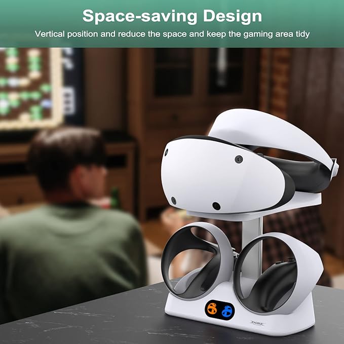 FASTSNAIL Charging Stand for PlayStation VR2, Vertical PS VR2 Headset & Sense Controller Charge Dock Station with USB-C Cable for PS5 VR2 Games Accessories