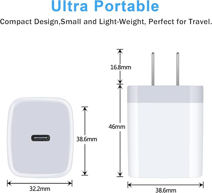 USB C Box Fast Charger Block for Samsung Galaxy A17 5G A16 A15/A54/A36/S25/S24FE/A13/A53/A03S/A23/A24/Z Fold7/S23/S22,iPhone 17 Pro Max/16/15,Pixel 10Pro/9a/8,20W Wall Charger Plug USB C Charger Brick