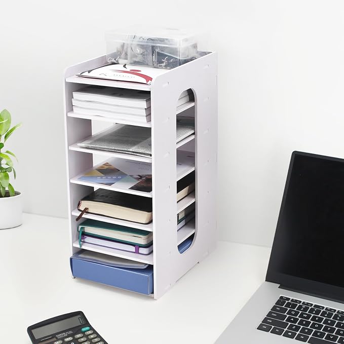 SONGWAY Mail Sorter Organizer Countertop - 7 Tier Desktop Mail Organizer, Letter & Bills Organizer for Desk, Small File & Accessories Storage