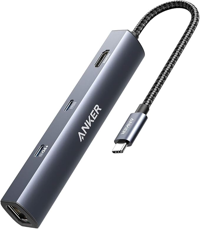Anker 6-in-1 USB C Hub with Ethernet, USB C to 4K HDMI Multiport Adapter, 1Gbps Ethernet, 65W Power Delivery, USB Ports for MacBook Air, iPad Pro, XPS, and More