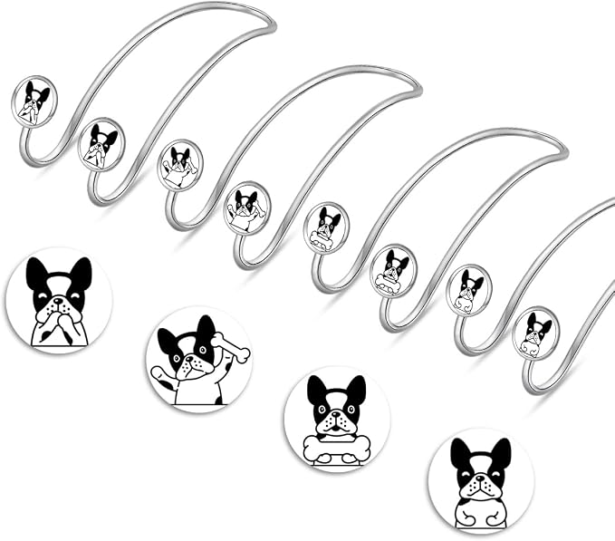 4 Pack Cute Car Hooks for Bags, Strong Universal Stainless Steel Car Headrest Hooks, Car Seat Hanger Hooks for Purses & Grocery Bag (Dog)