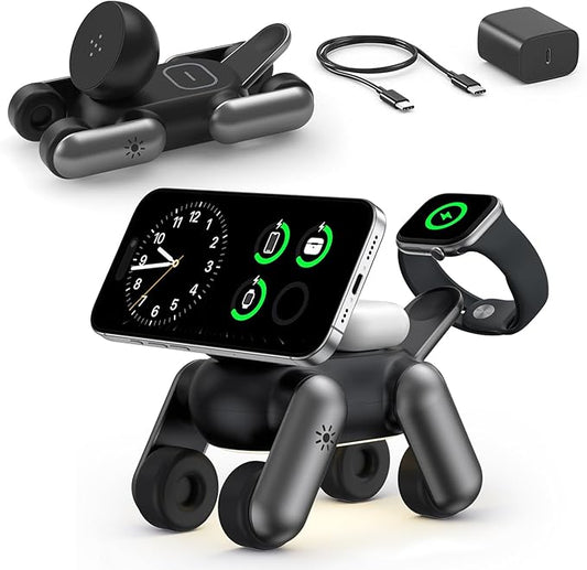 3 in 1 Charging Station for Apple Devices, Magnetic Wireless Fast Charger Stand Compatible with MagSafe for iPhone 17/16/15/14/13/12/Air Series, Apple Watch & Airpods